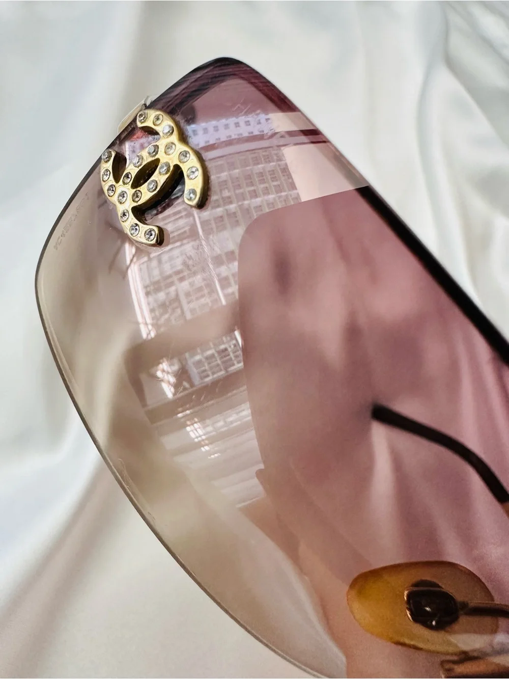 Chanel Vintage Burgundy Rimless Swarovski cc’s Sunglasses